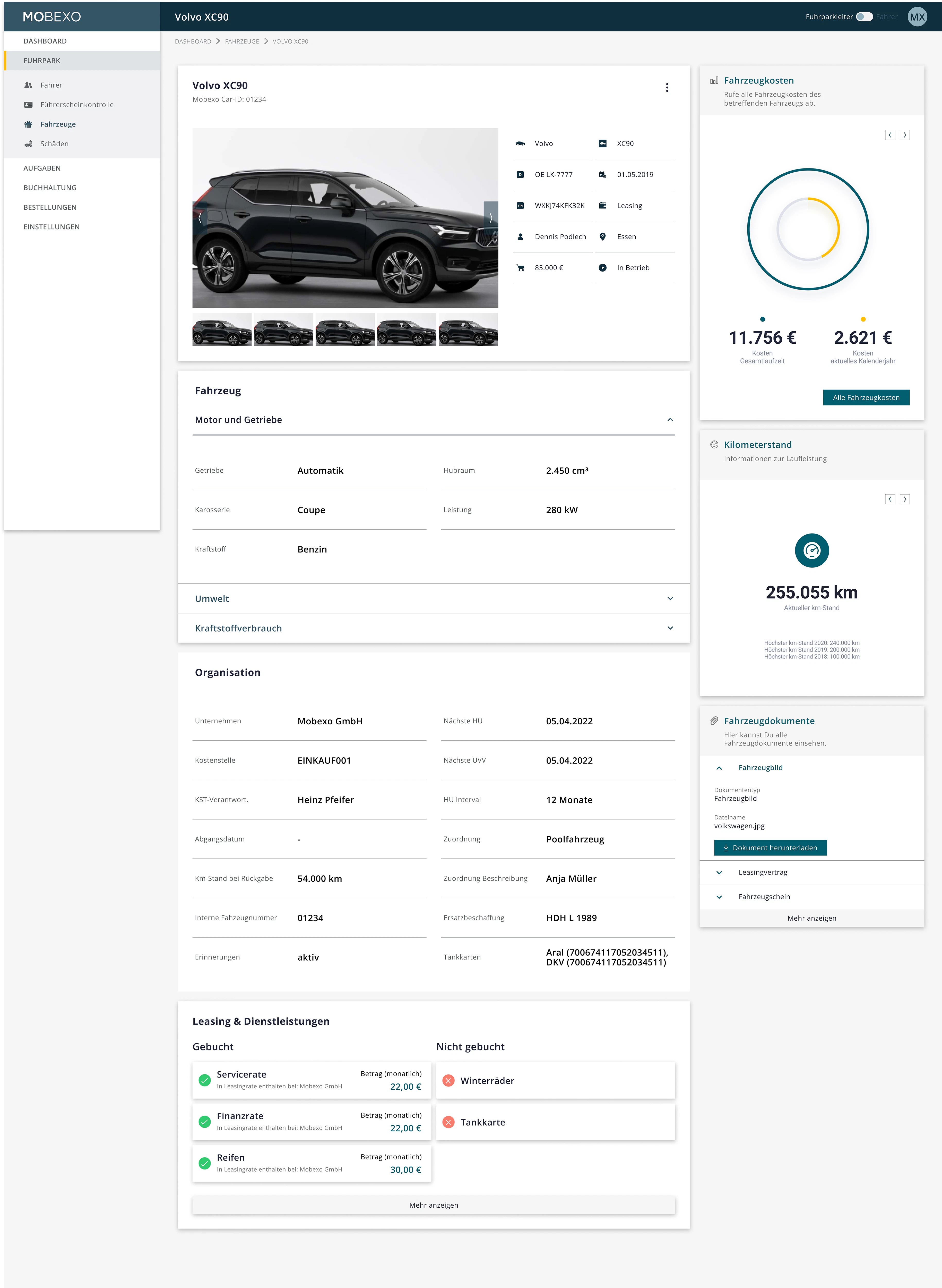 screenshot of Mobexo Fleet Management Software
